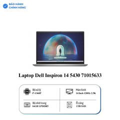 Laptop Dell Inspiron 14 5430 71015633 (i7-1360P, RTX 2050, Ram 16GB LPDDR5, SSD 1TB, 14 Inch 120Hz 2.5K, Win11/Office HS 21)