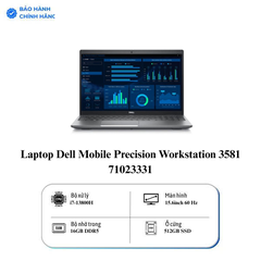 Laptop Dell Mobile Precision Workstation 3581 71023331 (Intel Core i7-13800H | 16GB | 512GB | RTX A500 4GB | 15.6 inch FHD | Ubuntu)