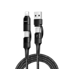 Cáp sạc nhanh 4 trong 1 - PISEN Quick 4-in-1 (A-C, A-L, C-C, C-L  ) 3A Aluminum shell 1200m