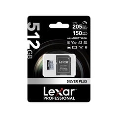 Thẻ nhớ Lexar Professional SILVER PLUS LMSSIPL512G-BNANG (512GB, microSDXC UHS-I, đọc 205MB/s, ghi 150MB/s)