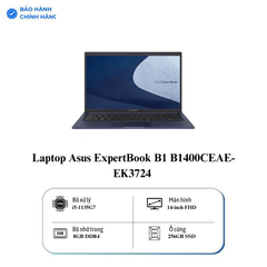 Laptop Asus ExpertBook B1 B1400CEAE-EK3724 (Core ™ i5-1135G7 | Intel Iris Xe | 14.0-inch FHD | Endless | Đen)