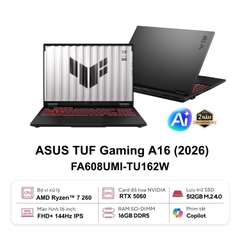 Laptop Gaming ASUS TUF Gaming A16 FA608UMI-TU162W (Ryzen 7 260, 16GB, 512GB, RTX 5060 8GB, 16