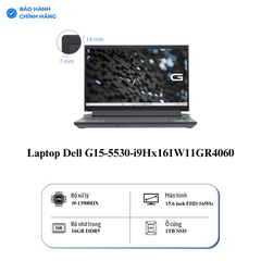 Laptop Dell G15-5530-i9Hx161W11GR4060 (i9 13900HX/ Ram 16GB/ SSD 1TB/ RTX 4060 8GB/ Windows 11/ Office/ 1Y/ Xám đen)