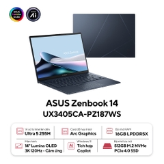 Laptop Asus Zenbook 14 UX3405CA-PZ187WS (16GB | 512GB | Intel Arc | 14 inch 3K OLED | Win 11 | Office | Xanh | Pen)