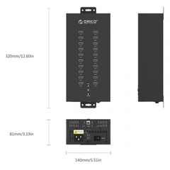 Bộ chia USB HUB 20 cổng USB 2.0 Orico IH20P-EU-BK