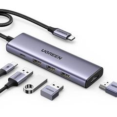 Hub chuyển đổi Rapoo XD51 USB-C 5 in 1 (HDMI 4K 60Hz, PD 100W)