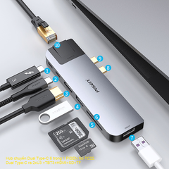Hub chuyển Dual Type-C 5 trong 1 PISEN NJ-TC21. 4xU3+TBT3