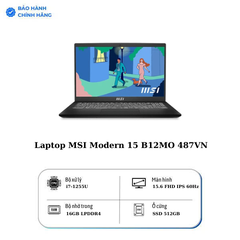 Laptop MSI Modern 15 B12MO 487VN | CPU i7-1255U | RAM 16GB LPDDR4 | SSD 512GB PCIe | VGA Onboard | 15.6 FHD IPS | Win11