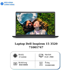 Laptop Dell Inspiron 15 3520 71001747 (Core i7-1255U | 8GB | 512GB | Intel Iris Xe | 15.6 inch FHD | Win 11 | Office | Đen)Laptop Dell Inspiron 15 3520 71001747 (Core i7-1255U | 8GB | 512GB | Intel Iris Xe | 15.6 inch FHD | Win 11 | Office | Đen)