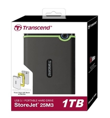 Ổ cứng di động Transcend 1TB 2.5inch StoreJet Slim 25M3S Màu Xám, Chống Sốc (TS1TSJ25M3S)