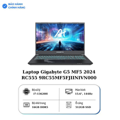 Laptop Gigabyte G5 MF5 2024 RC555 9RC55MF5FJIINIVN000 (i7-13620H/ Ram 16GB/ SSD 512GB/ RTX 4050 6GB/ Windows 11 Home/ 1Y/ Đen)
