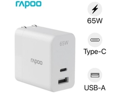 Củ sạc Rapoo PA65 65W 2 cổng (USB-C + USB-A) màu trắng PA65-White