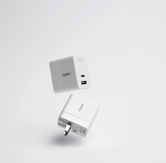 Củ sạc Rapoo PA65 65W 2 cổng (USB-C + USB-A) màu trắng PA65-White