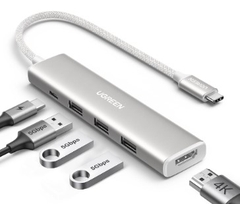 Hub Revodok USB Type-C 5 trong 1 ra HDMI 4K@30Hz, USB 3.0, Sạc PD 100W Ugreen 35580 cao cấp