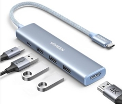 Hub Revodok USB Type-C 5 trong 1 ra HDMI 4K@30Hz, USB 3.0, Sạc PD 100W Ugreen 35581 cao cấp