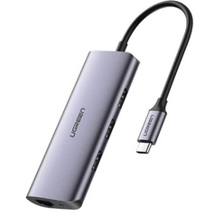 Ugreen 60718 USB Type C Bộ chuyển đổi sang 3 cổng USB 3.0 và Giga Lan hỗ trợ nguồn micro usb CM252 20060718