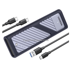 Ugreen 15511 nvme 3.1 Gen2 tốc độ 10Gbps có kèm 2 cáp A-C + C-C dài 0.5M Box đọc ổ cứng SSD M.2 chuẩn NVME USB-C hỗ trợ SSD 4Tb Vỏ nhôm