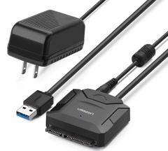 Cáp USB 3.0 to SATA HDD, SSD 3.5″/2.5″ Ugreen 20636 hỗ trợ 12TB, kèm nguồn 12V/2A Chính hãng cao cấp