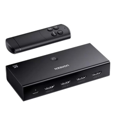 Ugreen 90800 4K60Hz Bộ gộp HDMI 2.0 3 vào 1 ra kèm cáp cấp nguồn USB-C dài 1M + remote cm598 20090800