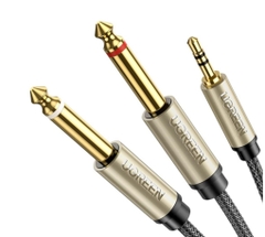 Dây audio 3.5mm ra 2 đầu 6.5mm dài 1M mạ vàng Ugreen 10613 Chính hãng Cao Cấp