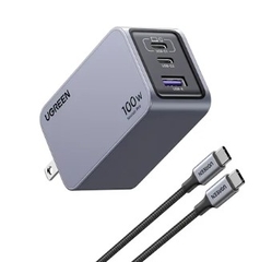 Ugreen 25873 100W 2c1a Nexode Pro chuẩn GaN có 2 cổng USB-C + 1 USB-A
