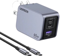 Củ sạc nhanh 3 cổng GaN Nexode Pro 65W cắm tường Ugreen 25870 cao cấp (US Plug)