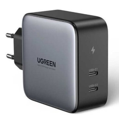 Ugreen 50327 100W 2c chuẩn cắm EU chân tròn Màu Xám Củ sạc nhanh 2 cổng USB type C