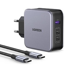 Ugreen 90549 140W Bộ sạc nhanh chuẩn GaN 3 gồm 3 cổng USB-C danh cho Smartphone Macbook