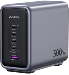 Ugreen 90903B 300w 4c1a Nexode 4 cổng USB type C và 1 USB-A Sạc bàn công nghệ GaN pro màu ghi xám kèm cáp nguồn Eu + cáp usb-c