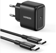 Ugreen 50581 25W Eu Bộ sạc nhanh kèm cáp sạc 2 đầu Type C