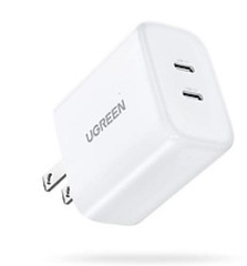 Ugreen 90299 40W Bộ sạc nhanh 2 cổng USB-C chuẩn cắm US Màu Trắng