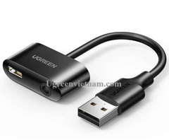 Cáp chuyển đổi USB-A sang USB-C audio + 3.5mm audio Màu Đen