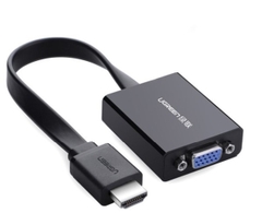 Cáp chuyển đổi HDMI to VGA dẹt có Audio Ugreen 40248 Chính hãng