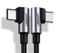 Cáp sạc nhanh dài 3m USB type C 2 đầu bẻ 90 độ Ugreen 10357 US335 màu đen, hỗ trợ sạc nhanh 5A