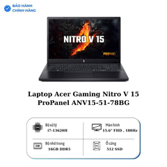 Laptop Acer Gaming Nitro V 15 ProPanel ANV15-51-78BG NH.QQESV.00A (Intel Core i7-13620H | RTX 4060 8GB | 16GB | 512GB |15.6 inch FHD 180Hz | Win 11 | Đen)