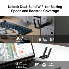 USB Wi-Fi TP-Link Archer T5U Plus (Wi-Fi 5, AC1300, băng tần kép, 2 ăng-ten, USB 3.0)