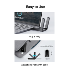 USB Wi-Fi TP-Link Archer T5U Plus (Wi-Fi 5, AC1300, băng tần kép, 2 ăng-ten, USB 3.0)