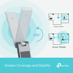 USB Wi-Fi TP-Link Archer TX50UH (Wi-Fi 6, AX3000, băng tần kép, ăng-ten độ lợi cao, USB 3.0)