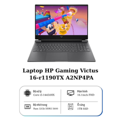 Laptop HP Victus 16-r1190TX A2NP4PA (Core i5-14450HX | 32GB | 1TB | RTX 3050 | 16.1 inch FHD 144Hz | Win 11 | Đen)