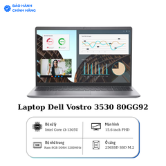 Laptop Dell Vostro 3530 80GG92 (Intel Core i3-1305U | 8GB | 256GB | Intel UHD | 15.6 inch FHD | Win 11 | Office | Xám)