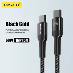 Cáp sạc nhanh PISEN PRO-Black Gold USB-C 100W 1.5m