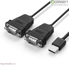 Dây chuyển đổi có chipset USB 2.0 sang 2 đầu RS232 màu đen dài 1.5M Ugreen ( 30769)