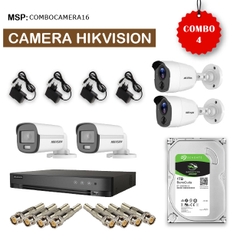 Combo 4 Camera HikVision DS-2CE11H0T-PIRL+DS-2CE16H0T-ITPF  + Đầu ghi hình HIKVISION