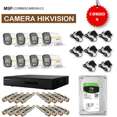 Combo 8 Camera HikVision DS-2CE10DF3T-F (3.6mm) 2MP + Đầu ghi hình HIKVISION