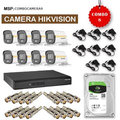 Combo 8 Camera HikVision DS-2CE12DF3T-FS  + Đầu ghi hình HIKVISION