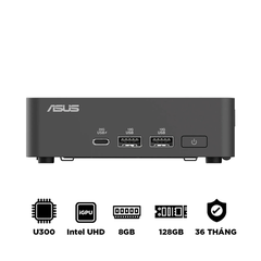 Mini PC ASUS NUC 15 Lite BNUC15CRLIP051C0 (U300, 8GB, 128GB, Win 11 Pro, đen) - 90AS00U1-M000Y0
