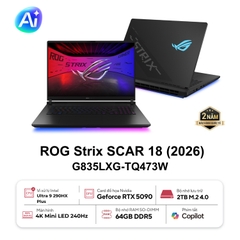 Laptop Gaming ASUS ROG Strix SCAR 18 G835LXG-TQ473W (Core Ultra 9 290HX Plus, 64GB, 2TB, RTX 5090 24GB, 18