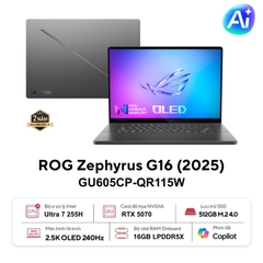 Laptop Gaming ASUS ROG Zephyrus G16 GU605CP-QR115W (Core Ultra 7 255H, 16GB, 512GB, RTX 5070 8GB, 16