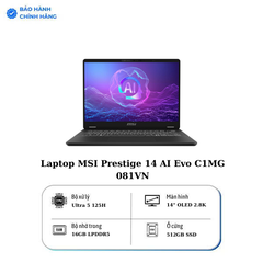 Laptop MSI Prestige 14 AI Evo C1MG 081VN (Intel Core Ultra 5 125H | 14 inch 2.8K OLED | 32GB | 512GB | Win 11 | Xám)