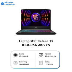 Laptop MSI Katana 15 B13UDXK 2077VN | CPU i7-13620H | RAM 16GB DDR5 | SSD 1TB PCle | VGA RTX 3050 6GB | 15.6 FHD IPS & 144Hz | Win11